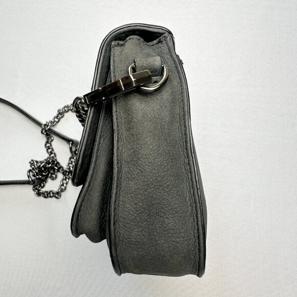 Rebecca Minkoff Purse Small Charcoal Suede Studded Chain Crossbody‎ Soft Velvety - Picture 6 of 16